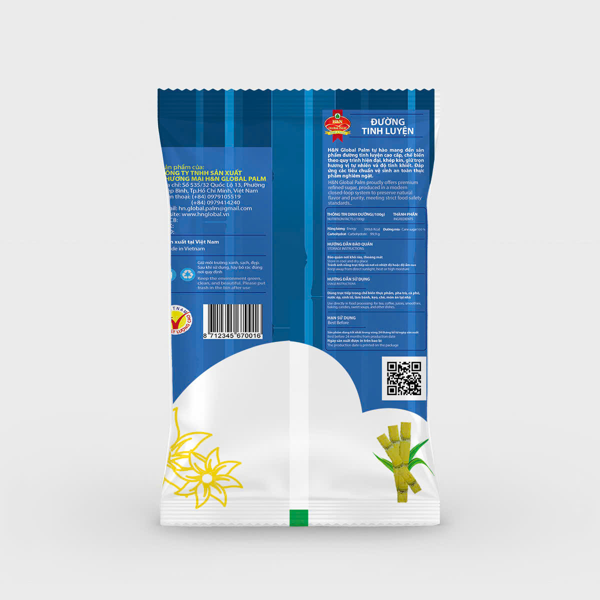 Đường xanh dương Mekong Sugar hạt to 500g Đường xanh dương Mekong Sugar hạt to 500g