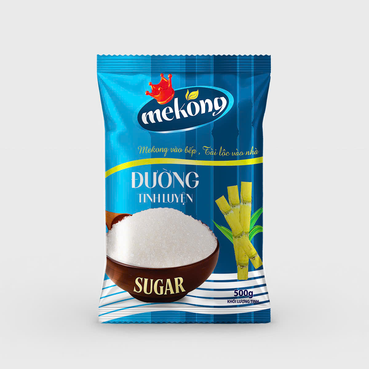 Đường xanh dương Mekong Sugar hạt to 500g Đường xanh dương Mekong Sugar hạt to 500g