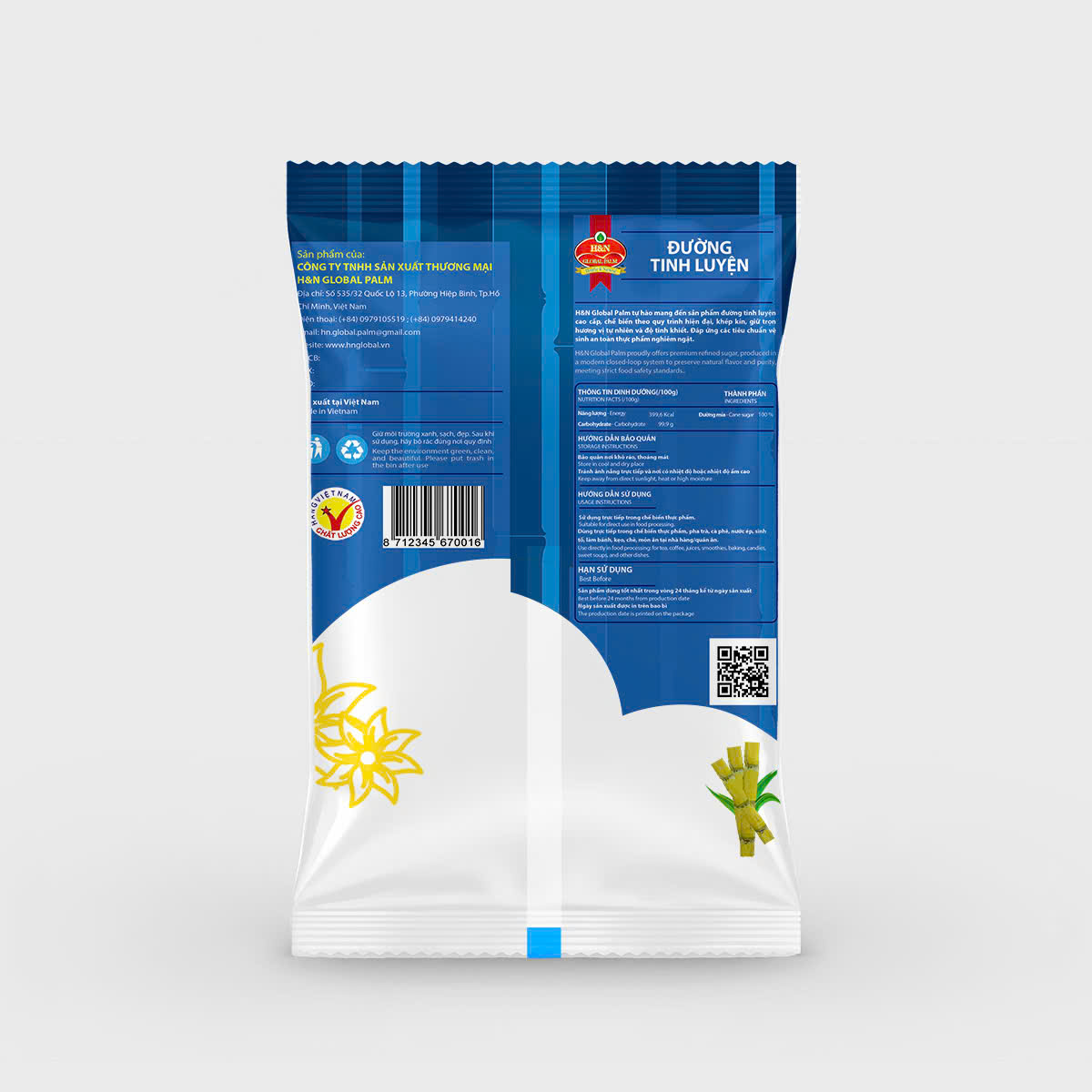 Đường xanh dương Mekong Sugar hạt to 1kg Đường xanh dương Mekong Sugar hạt to 1kg